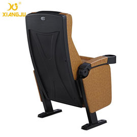 China Black Head Yellow Leather Folding Wrap Armrest Tip Up Seat Cinema Theater Room Chairs supplier