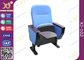 Simple design folding plastic auditorium chairs with writing tablet on chair back supplier